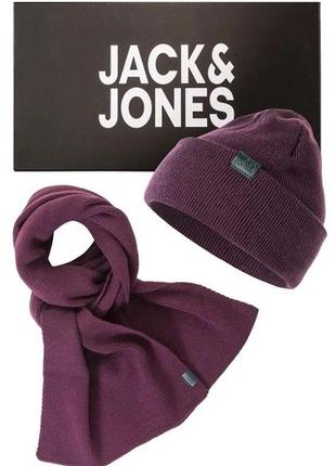 Комплект (шапка + шарф) jack &amp; jones port royale one size бордо .1 фото