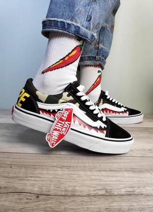 👟 кеды женские vans old skool x bape custom   / наложенный платёж👟