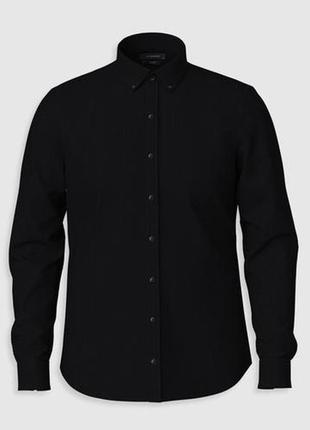 Черная мужская рубашка lc waikiki/лс вайкики с пуговицей на воротнике2 фото