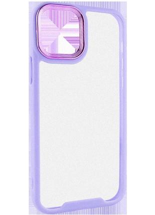 Прозрачный чехол с цветным бортом на айфон 11 про макс (сиреневый)4 фото