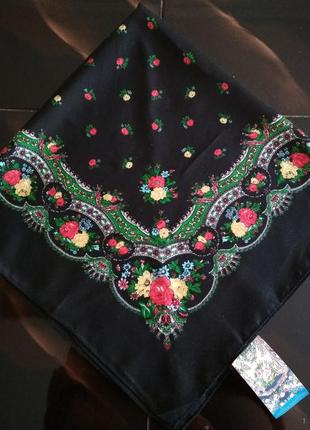 Платок женский, весенне - осенний, 75 х 75 см, цвет черный, теплый 6