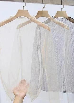 Прозрачная сетка прозрачная сеточка гольф водолазка блузка блуза кофточка