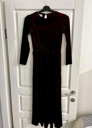 Довга сукня оксамит плаття в готичному стилі винного кольору6 фото