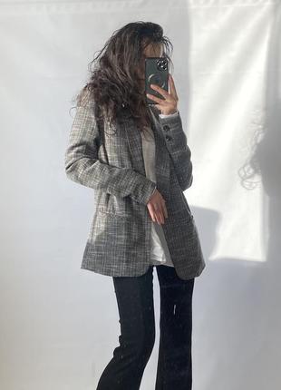 Жакет пиджак серый базовый прямого кроя оверсайз1 фото