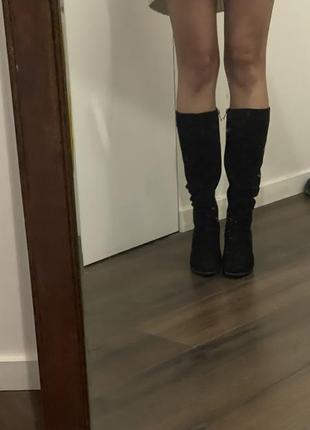 Замшевые сапоги-трубы✨