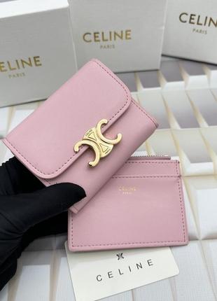 Шкіряний міні гаманець в стилі celine візитниця