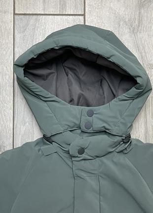 Теплая зимняя курточка zara хаки с капюшоном4 фото