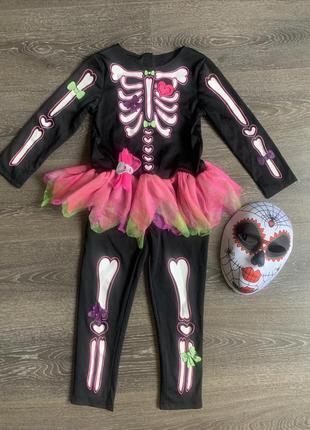 Карнавальный костюм гламурный скелет скелетик на девочку 4-6 лет1 фото