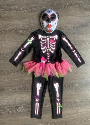 Карнавальний костюм гламурний скелет скелетик на дівчинку 4-6 років7 фото