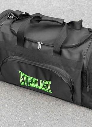 Мужская дорожная сумка everlast green logo спортивная черная текстильная на 60л для путешествий2 фото