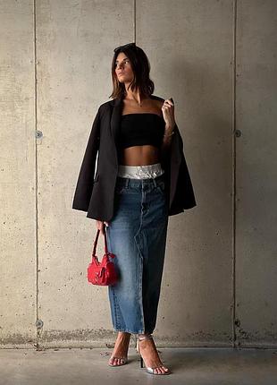 Джинсова спідниця з подвійним поясом zara