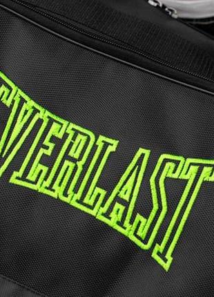 Чоловіча дорожня сумка everlast green logo спортивна чорна текстильна на 60 л для подорожей6 фото