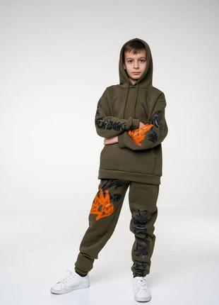 Дитячий хлопчачий стильний якісний теплий спортивний костюм люкс преміум якості пенье піньє на флісі утеплений наложка післяплата унісекс на хлопчика4 фото