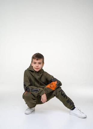 Дитячий хлопчачий стильний якісний теплий спортивний костюм люкс преміум якості пенье піньє на флісі утеплений наложка післяплата унісекс на хлопчика6 фото