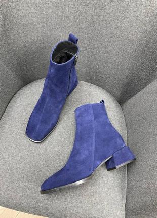 Синие ботинки из натуральной замши много цветов3 фото
