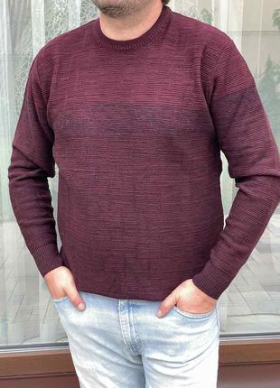Светр чоловічий vicente  демісезонний великих розмірів з круглим коміром супербатал бордо розміри 7xl-9xl