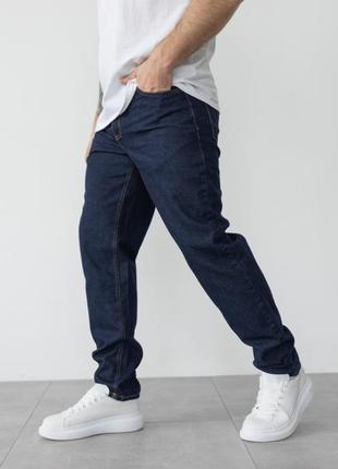 Мужские джинсы мом темно синие3 фото