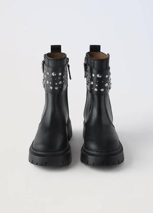 Ботинки кожаные zara женские 36 новые сапоги черные4 фото