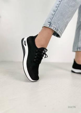 Женские текстильные кроссовки черные4 фото