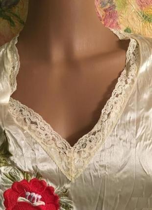 Стильная нюдовая жатая блуза кофта с вышивкой в бельевом стиле s, 445 фото