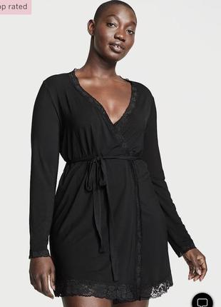 Modal lace-trim robe victoria’s secret