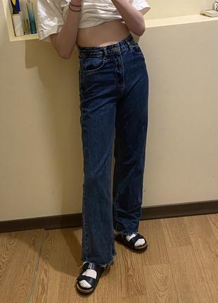 Синие джинсы прямые, длинные, клеш4 фото