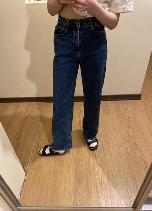 Синие джинсы прямые, длинные, клеш3 фото