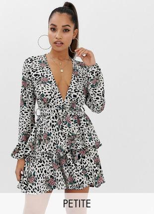 Брендова спокуслива john zack petite літня сукня  у квітковому леопарді з поясом