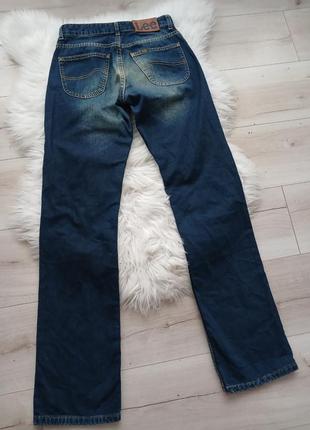 Стильные прямые синие "гряные" lee джинсы с потертостями9 фото