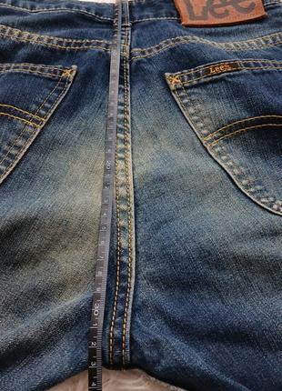 Стильные прямые синие "гряные" lee джинсы с потертостями8 фото