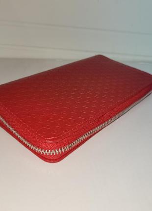 Розкішний червоний гаманець з натуральної шкіри3 фото