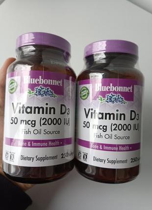 Витамин d3 2000iu, bluebonnet nutrition, 250 желатиновых капсул3 фото
