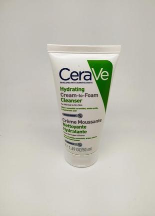 Зволожувальна крем-пінка для вмивання cerave hydrating cream to foam cleanser for normal to dry skin