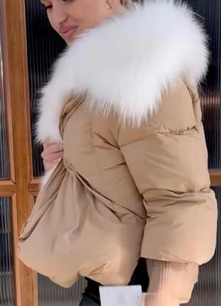 Зимова розкішна пухова жіноча куртка5 фото