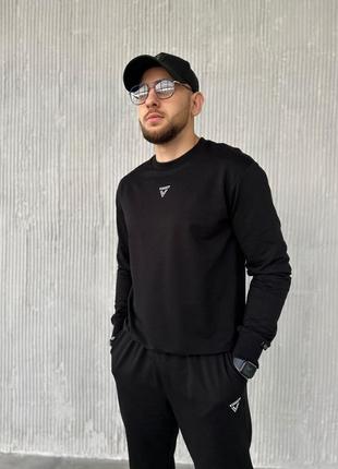 Свитшот мужской не кашлатится двунитка хлопок xs/xs/s/m/l/xl/xxl-8xl черный