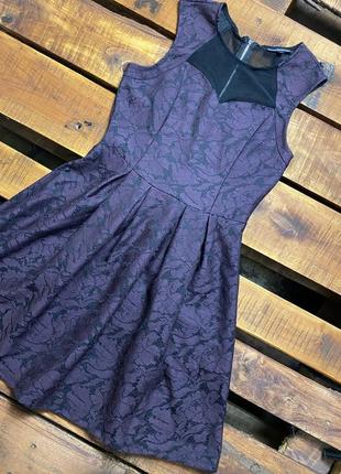Жіноча коротка сукня з мереживом warehouse (вархаус мрр ідеал оригінал чорно-фіолетова)