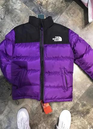 Зимовий пуховик the north face у двох кольорах чорний та фіолетовий (рефлектив)