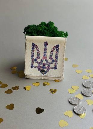 Кошелек кожа портмоне принт герб украины тризуб