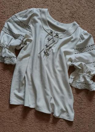 Рубашка винтажная блуза creation atelier рубаха сорочка бохо лен льняная женская сорочка батал льняная блуза большой размер1 фото