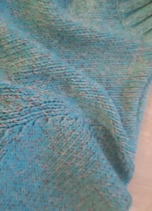 Яскравий бірюзовий светр бадлон під шию теплий в'язаний5 фото