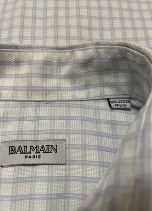 Balmain винтажная рубашка мужская белая в клетку в деловом стиле5 фото
