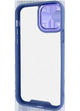 Прозрачный чехол с цветным бортом на айфон 11 про макс (синий)3 фото