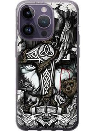 Чехол на iphone 14 pro тату викинг из силикона fch_0002087