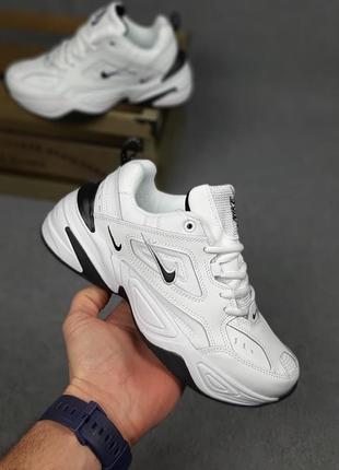 Женские кожаные кроссовки nike m2k tekno белые с черным летним кроссовками найм техно топ качество