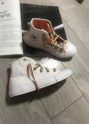 Высокие кеды детские для девочки от converse p.33/22см.2 фото