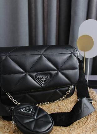 Сумка prada re-nylon padded shoulder black3 фото