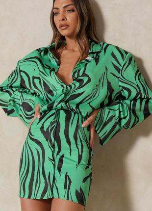 Сатиновое платье рубашка размер s/misspap