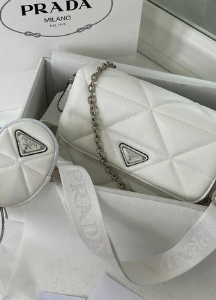 Сумка prada re-nylon padded shoulder white2 фото