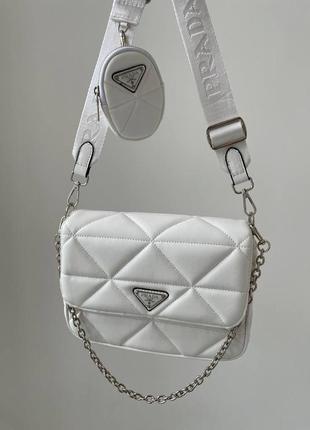 Сумка prada re-nylon padded shoulder white1 фото