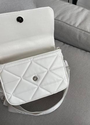 Сумка prada re-nylon padded shoulder white6 фото